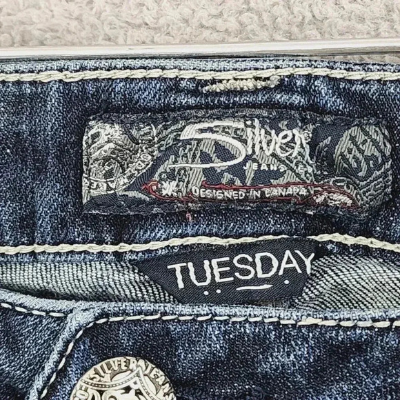 Silver Jeans Tuesday Mid Rise Bootcut Jeans W28 Blue Denim 17PT - Picture 6 of 8